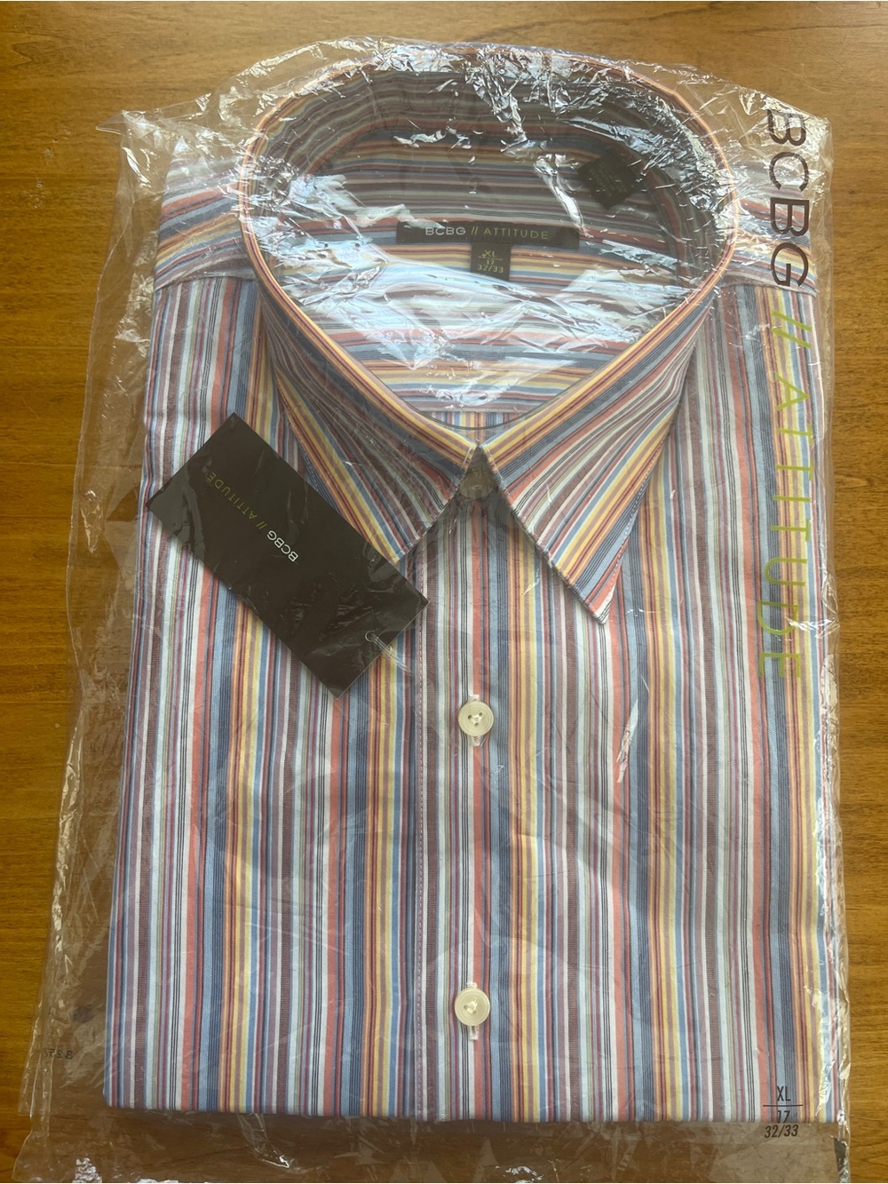 BCBG /attitude Mens Multi-Stripe Dress Shirt - Blue/Multi